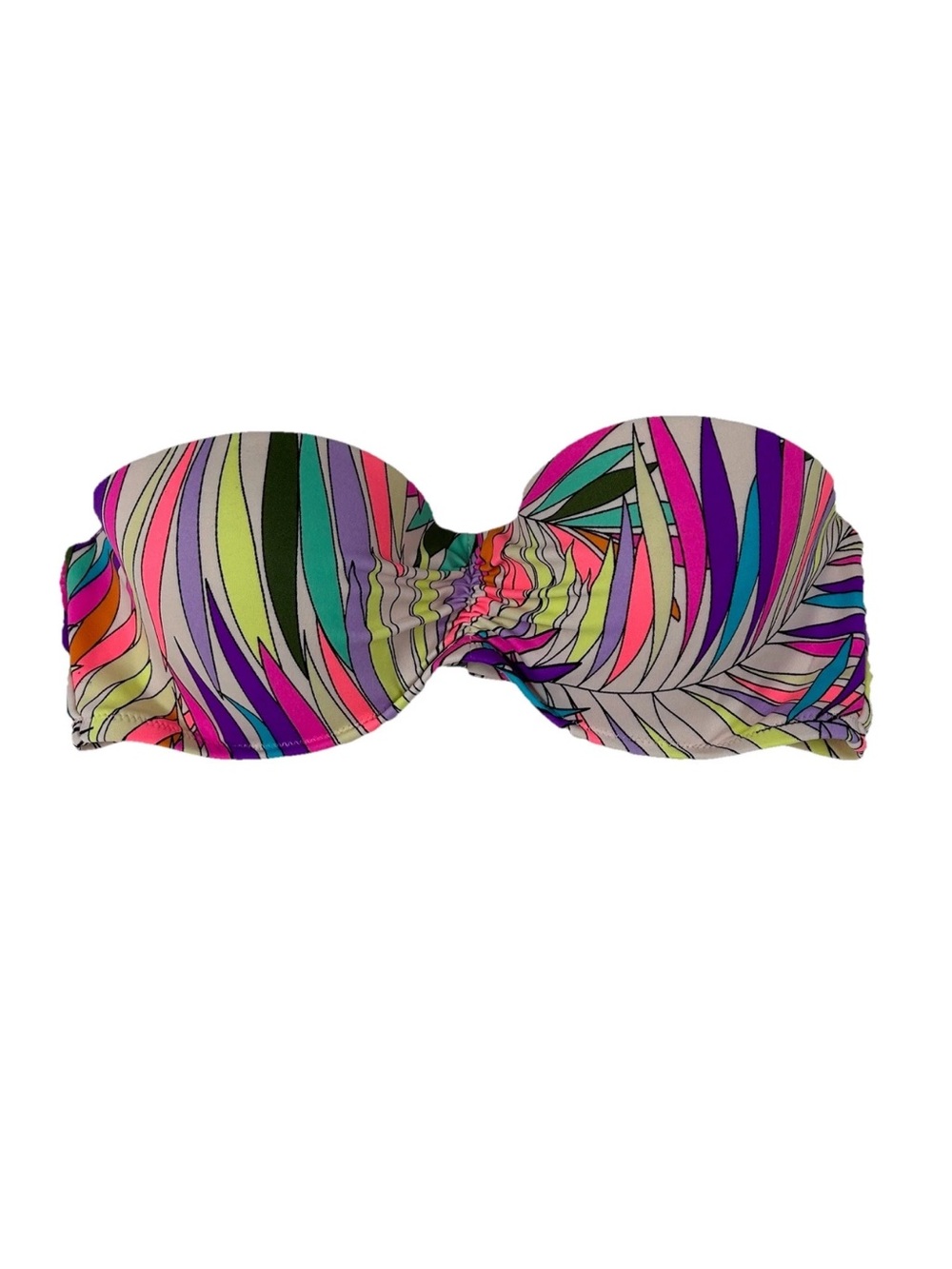 Y2K Victorias Secret 34C Bandeau Bikini Top 2XE Pink Purple Yellow Blue #1322